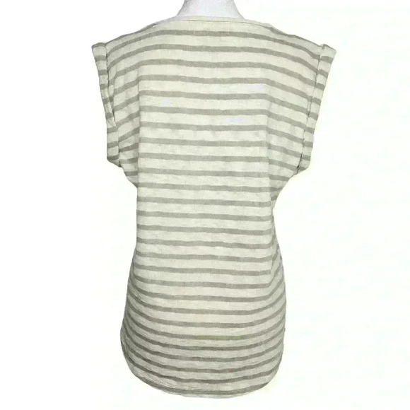 Liz Claiborne women's striped blouse cap sleeve beige/tan size medium - Picture 2 of 7